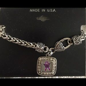 Lupus Awareness Purple ribbon with Butterfly Bracelet.